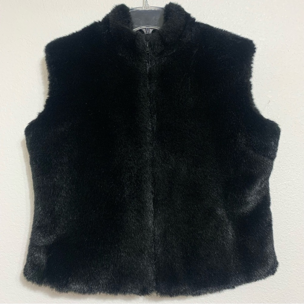 Cejon Accessories Faux Fur Zip Up Vest Black Size Medium